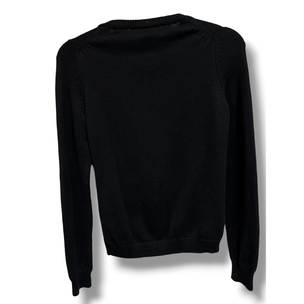Lacoste Black Cotton Full Zip Cardigan Sweater Crocodile Logo Size 36 XS 4 - Picture 4 of 8